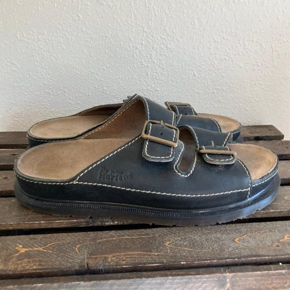 Vintage Doc Dr Martens Mens Black Leather Double Strap Chunky Sandals Size US 10 - Picture 3 of 10